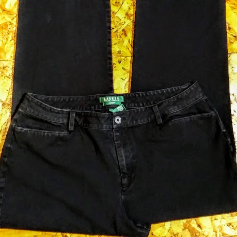 LAUREN RALPH LAUREN* CATLIN *WOMEN SIZE 14 PLUS SIZE* BLACK STRAIGHT LEG JEANS - Picture 5 of 5